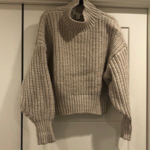 Tan thick knit turtleneck sweater